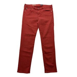 AG Adriano Goldschmied Stevie Ankle Jeans Womens 31R Red Mid Rise Slim Straight